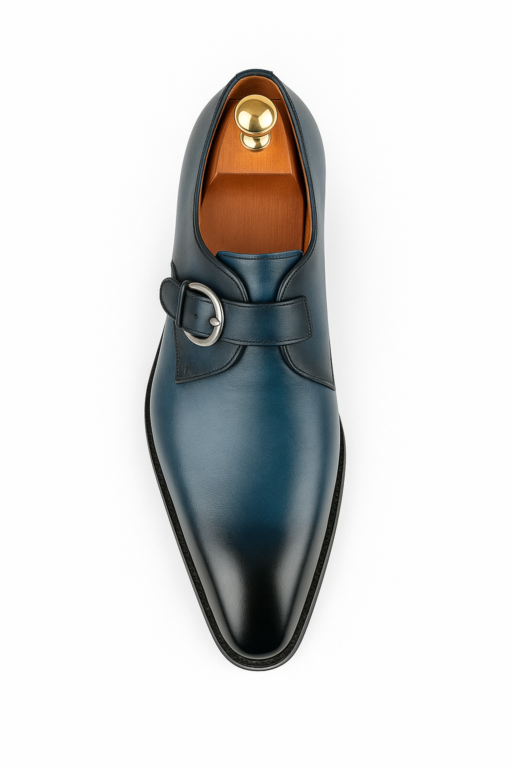 Mens Carrucci Classic Leather Fade Single D-Buckle Monk Strap Dress Shoe in Chestnut