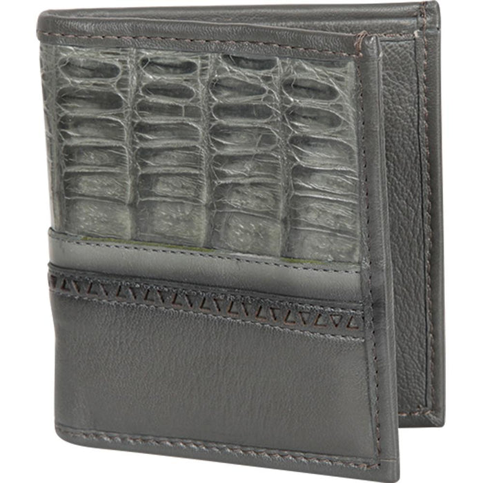 Cartera Caiman Café de Piel con Avestruz