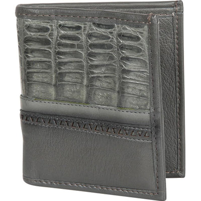Cartera Caiman CafΓ© de Piel con Avestruz