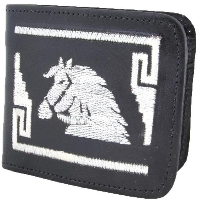 Cartera Cuero Bordada Negra - Parahombreusa