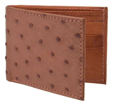 Cartera de Avestruz Original en Cognac