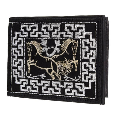 Cartera de Cuero Bordada - DiseΓ±o de Caballos