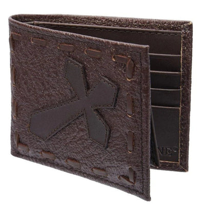 Cartera de Cuero Tejida Tombstone con Cruz CafΓ©