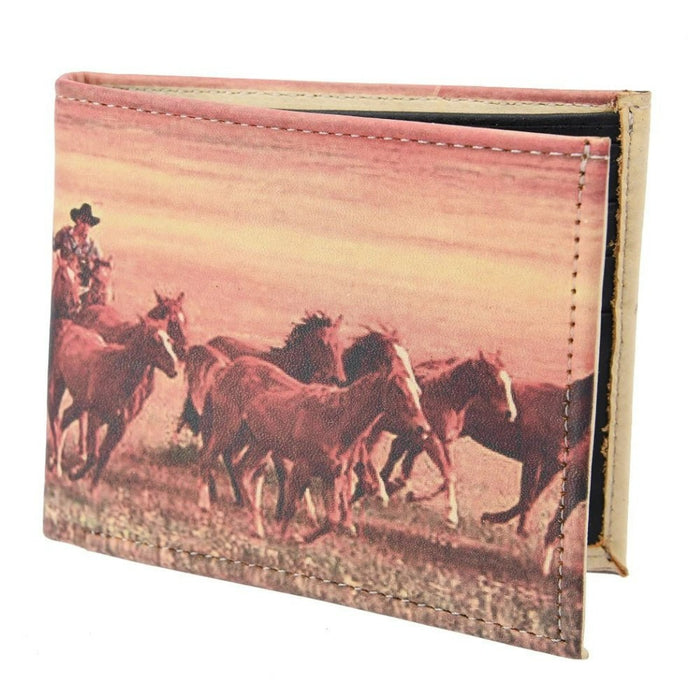 Cartera de Piel con Impresión de Caballos