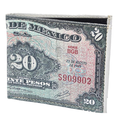 Cartera de Piel con ImpresiΓ³n de Veinte Pesos