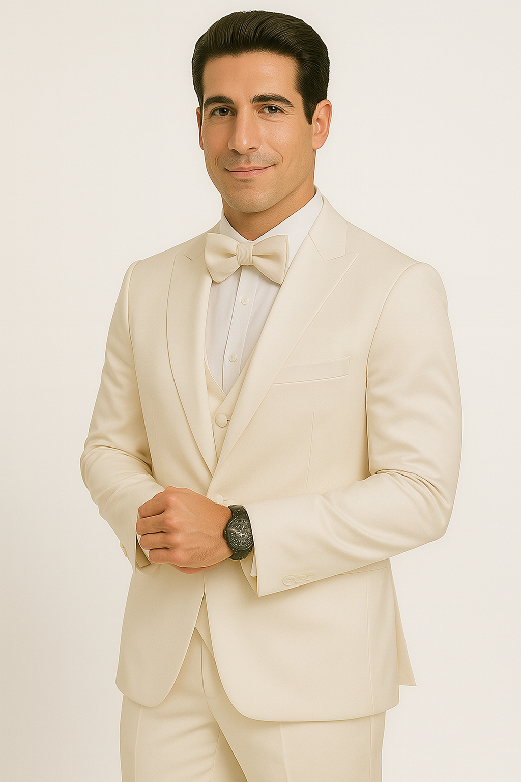 Champagne Satin Wedding & Prom Suit Set