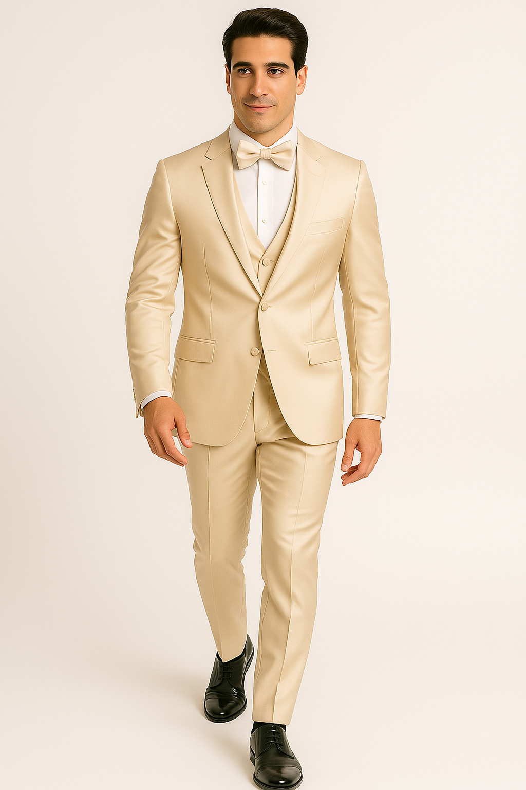 Champagne Satin Wedding & Prom Suit Set