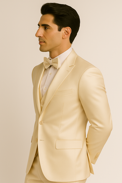 Champagne Satin Wedding & Prom Suit Set