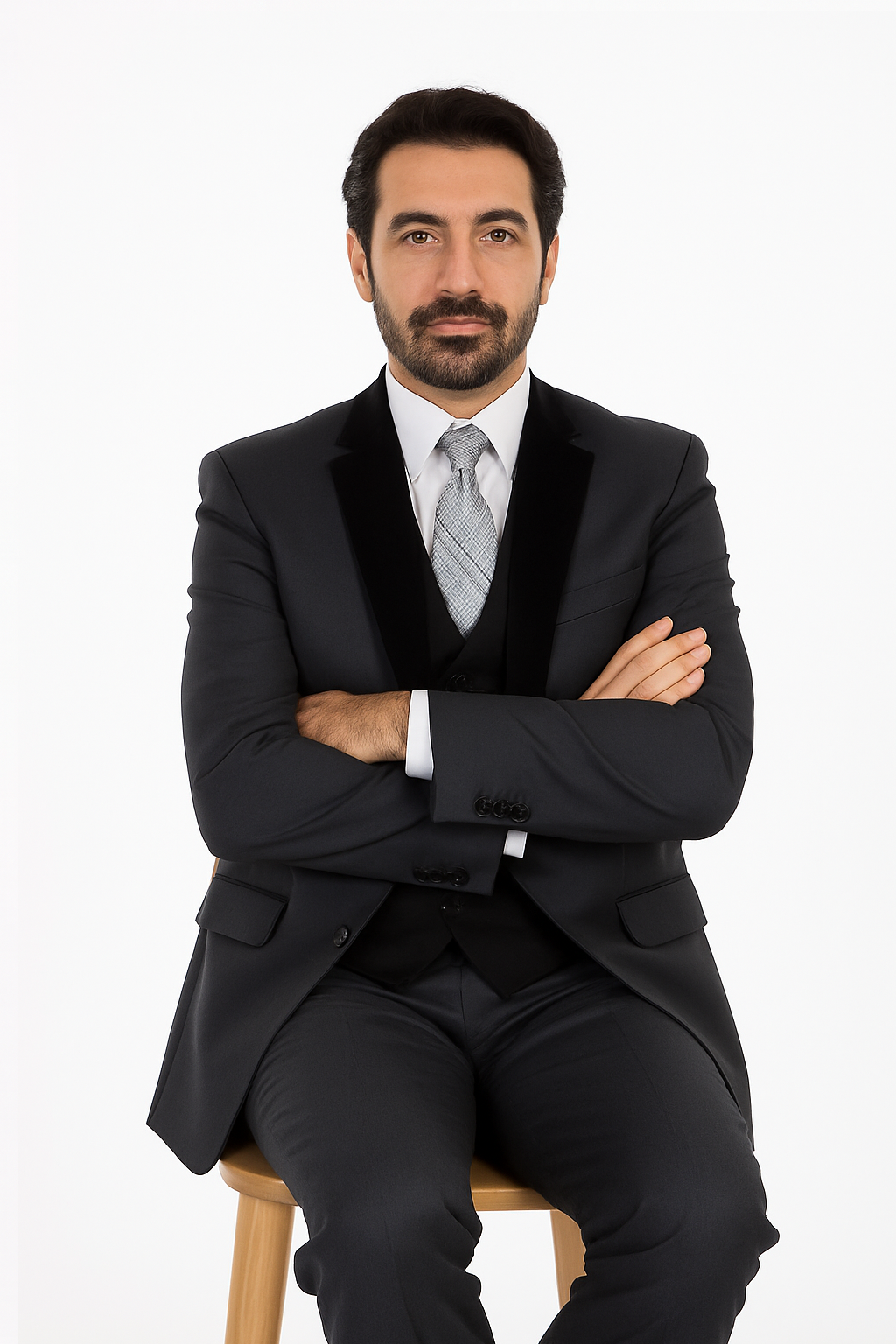 charcoal-grey-tuxedo-with-black-velvet-lapel-vested-wedding-suit-gray-tux-for-groom