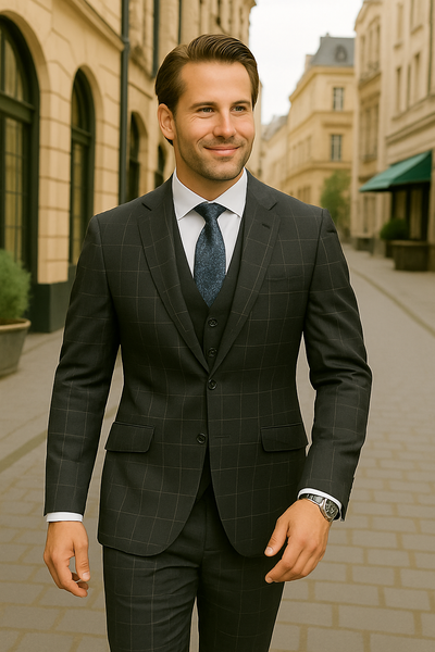 Italian 3 Piece Wool Modern Business Suit