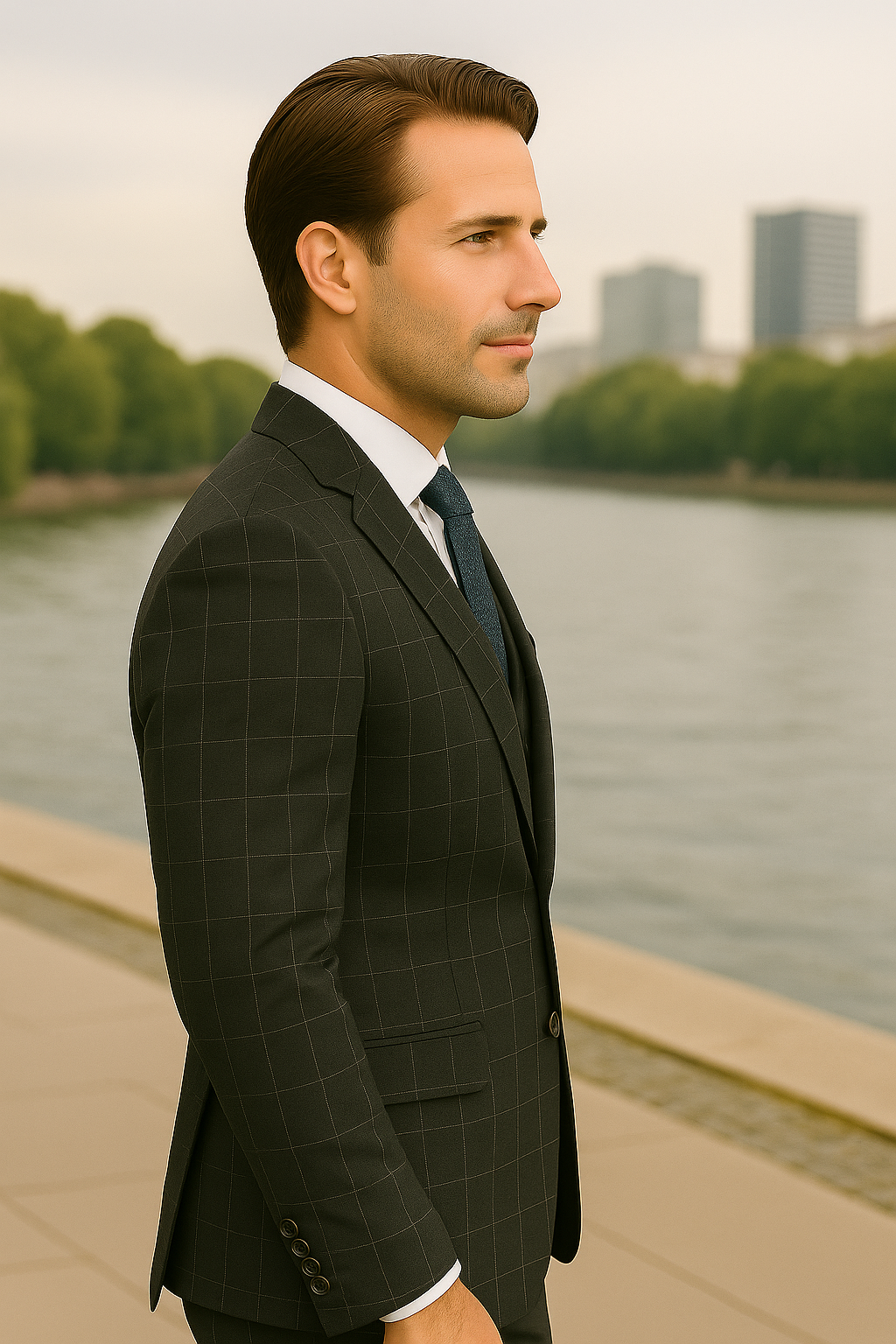 Italian 3 Piece Wool Modern Business Suit