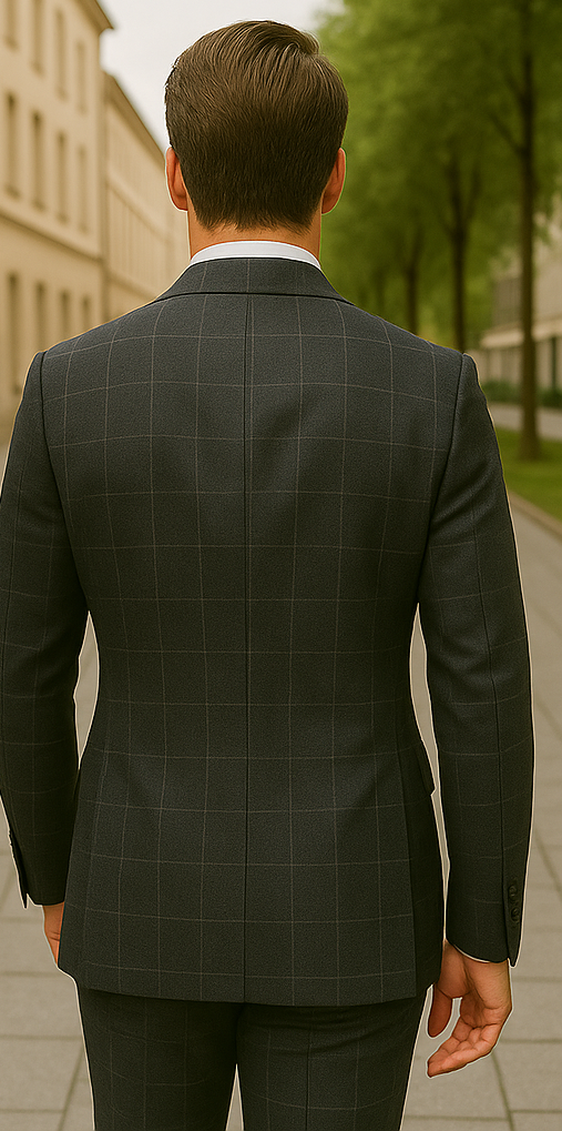 Italian Made Double Breasted Wool Plaid Suit