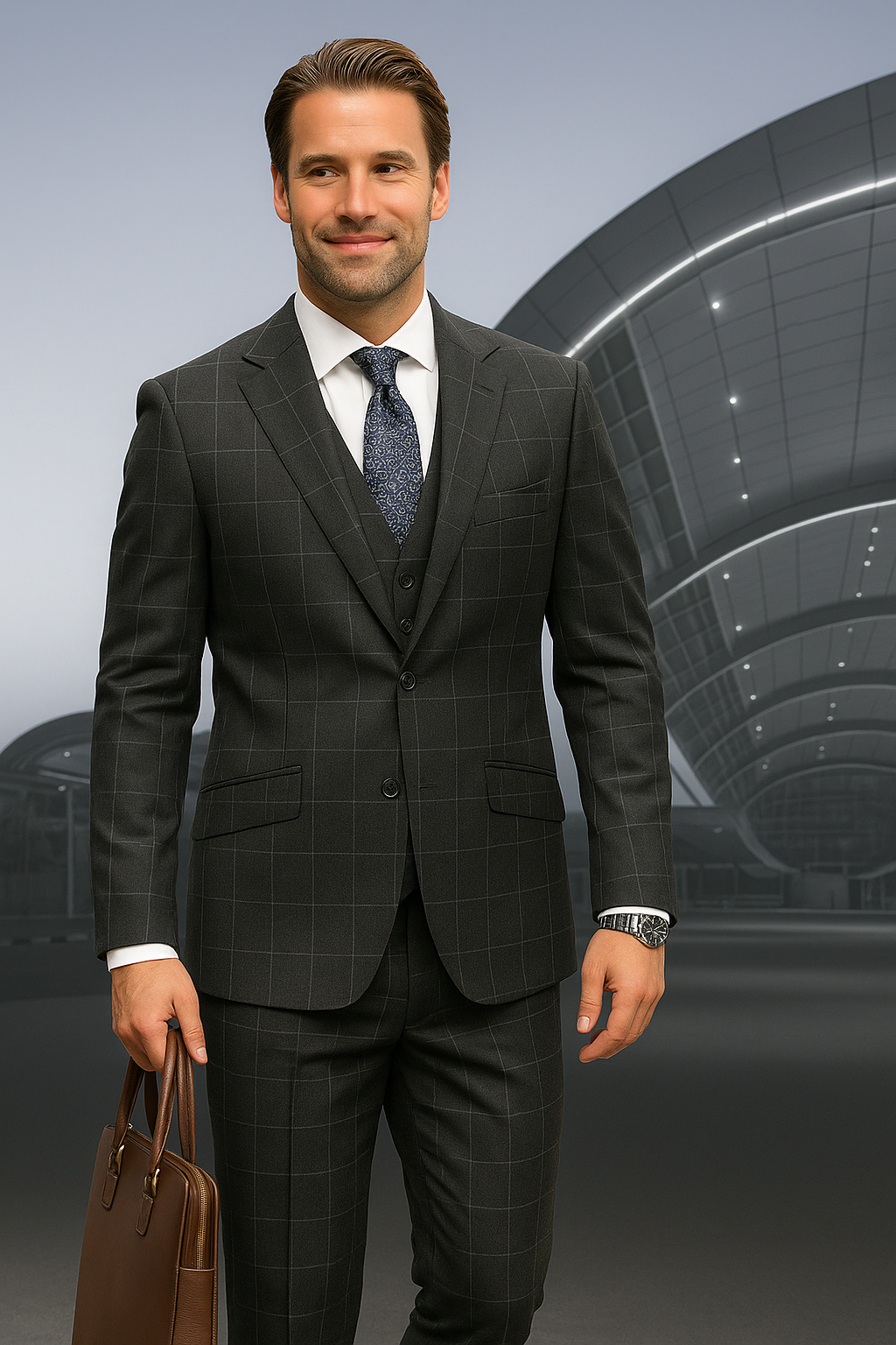 Italian 3 Piece Wool Modern Business Suit