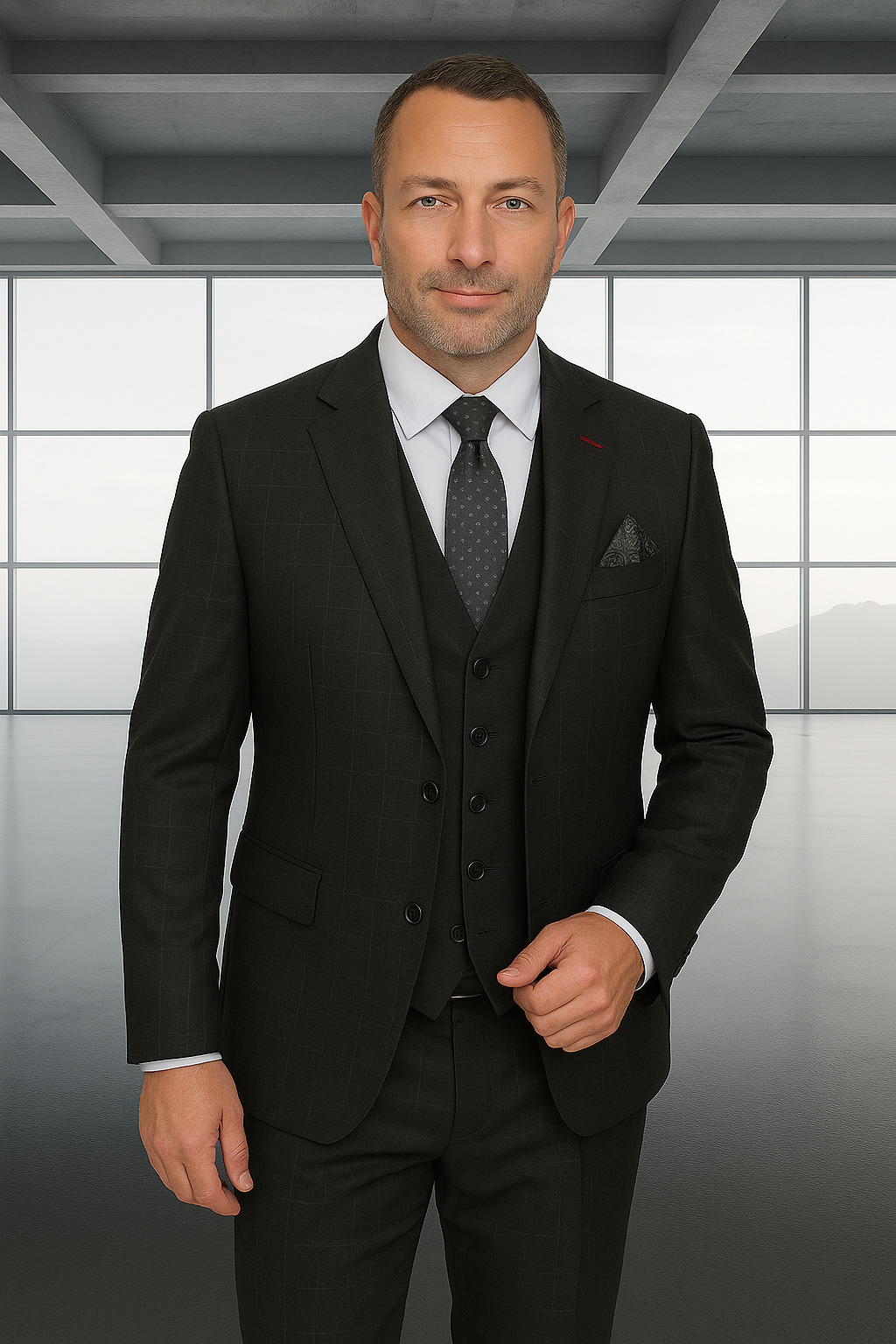 Italian Made 3 Piece Wool Suit by Statement