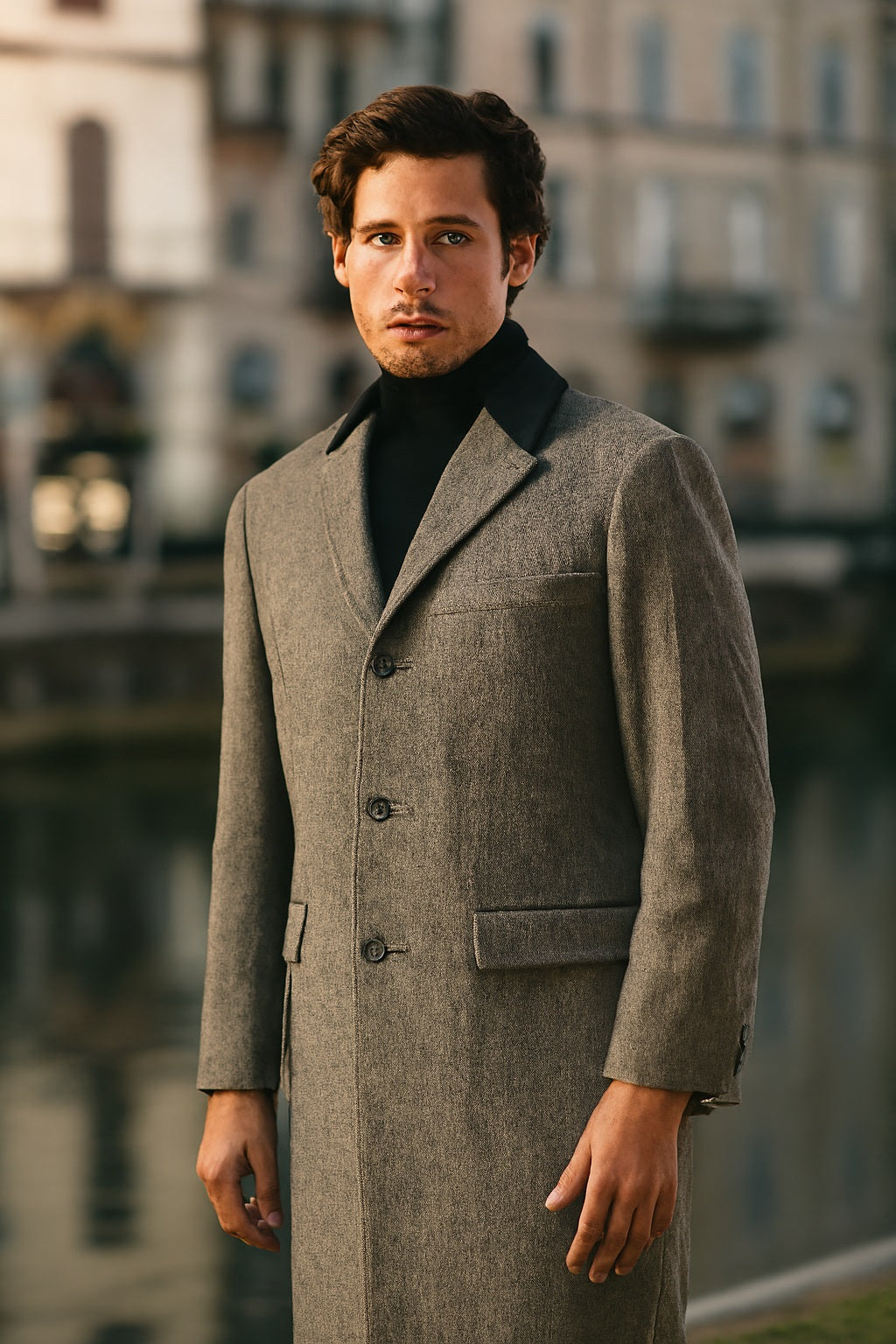 Herringbone Wool & Cashmere Chesterfield Overcoat
