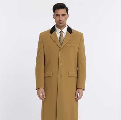 Chesterfield Wool & Cashmere Full Length Velvet Collar Beige ~ Camel and brown ~ Khaki