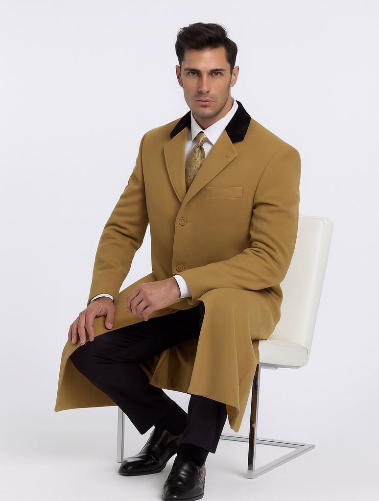 Chesterfield Wool & Cashmere Full Length Velvet Collar Beige ~ Camel and brown ~ Khaki