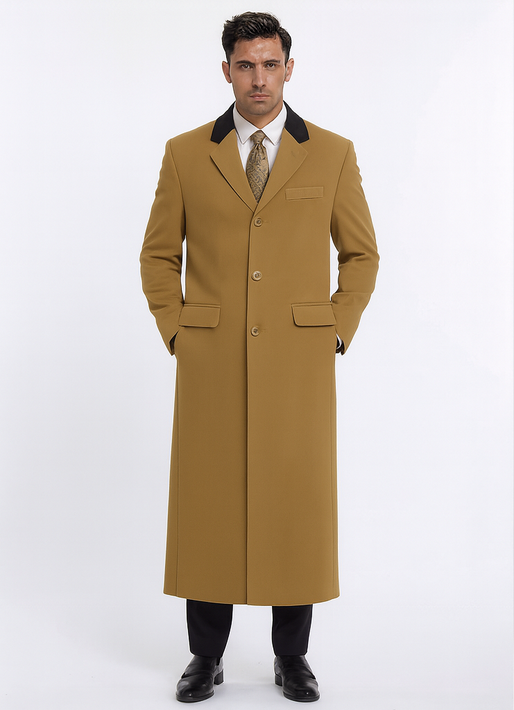 Chesterfield Wool & Cashmere Full Length Velvet Collar Beige ~ Camel and brown ~ Khaki