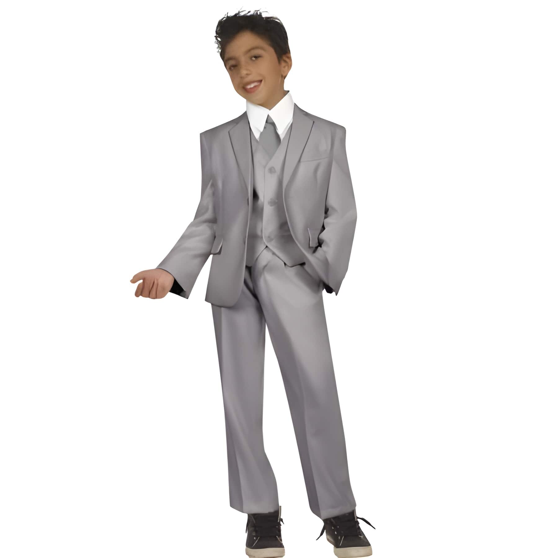 Children Kids Boys Five Piece Toddler Suits for Weddings With Vest,Shirt And Tie Grey