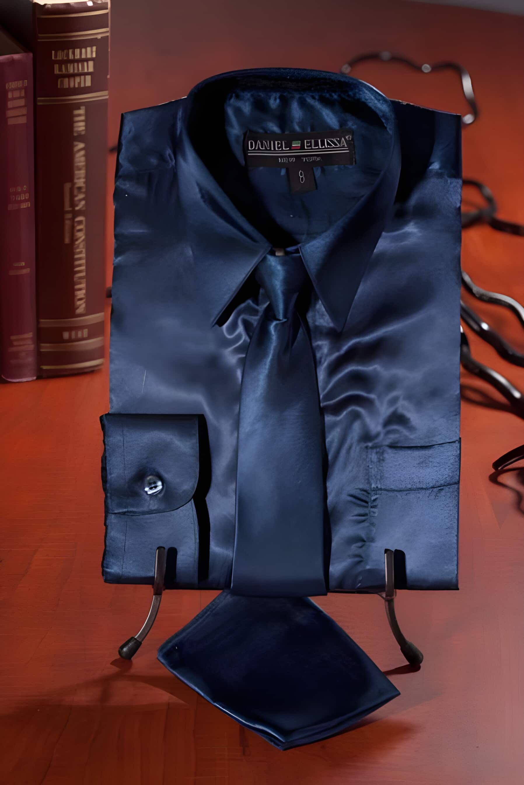 Children Kids Boys navy blue colored Satin Dress Shirt Combo