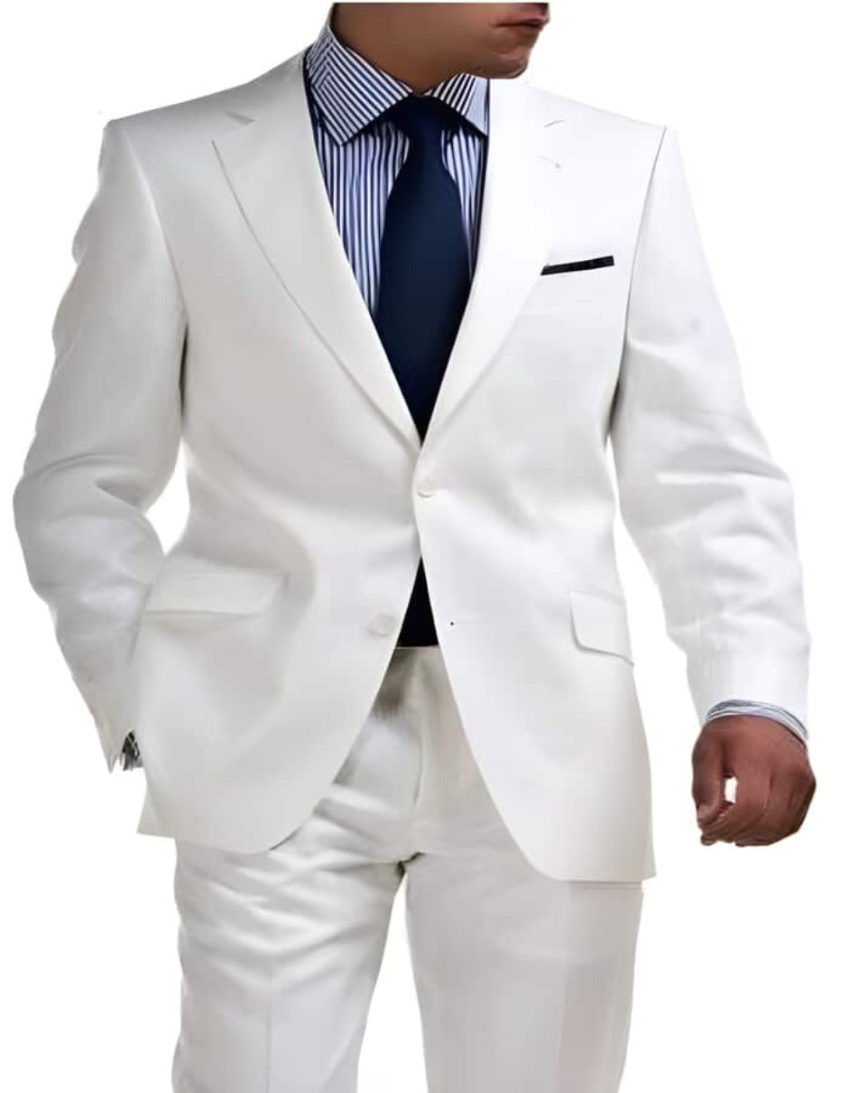 White Linen 2-Button Men's Summer Suit