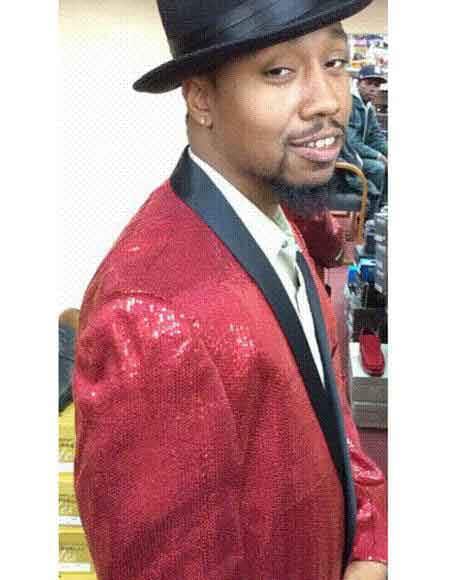 Christmas Button Closure Suit Jacket - Red Blazer For Men