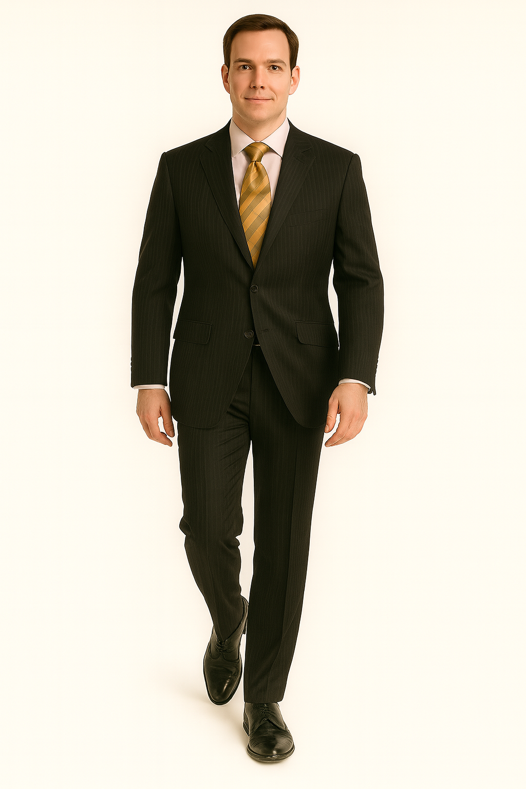 Black Almost Very Dark Gray Wiht Light Gray Pinstripe 100% Worsted Wool Available In 2 Or 3 Buttons Style Regular Classic Cut Cheap Priced Business Suits Clearance Sale
