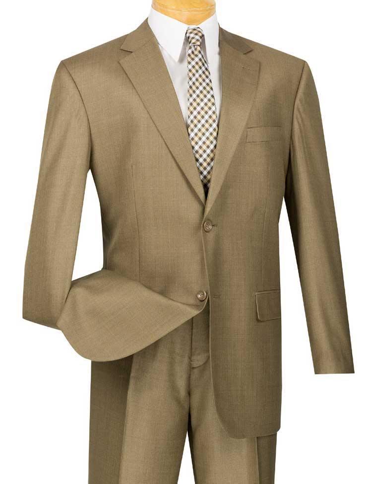 Classic Fit Sharkskin Suit in Taupe