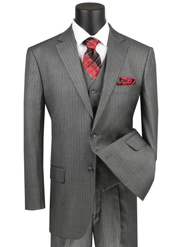 Classic Grey Pinstripe Three Piece Suit