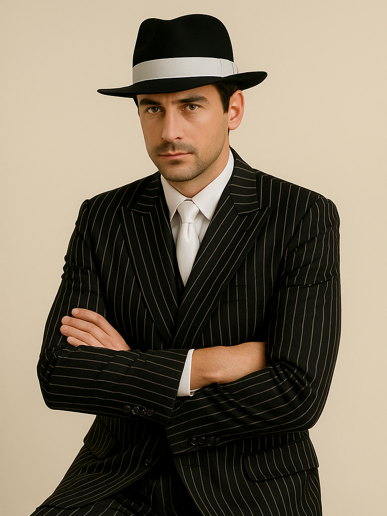 classic-gangster-jet-black-white-pinstripe