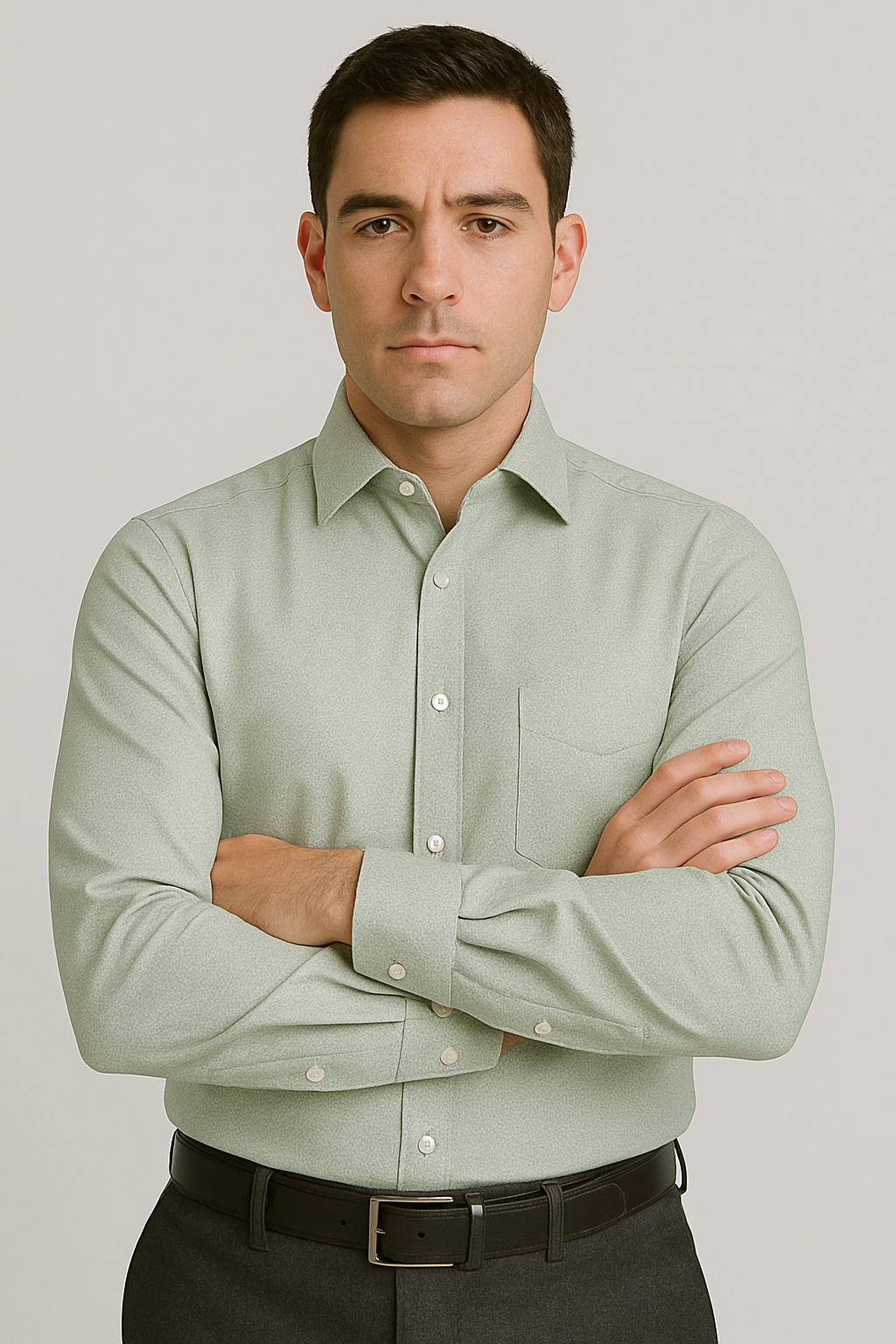 Mens Outlet Long Sleeve 100% Cotton Shirt - Green