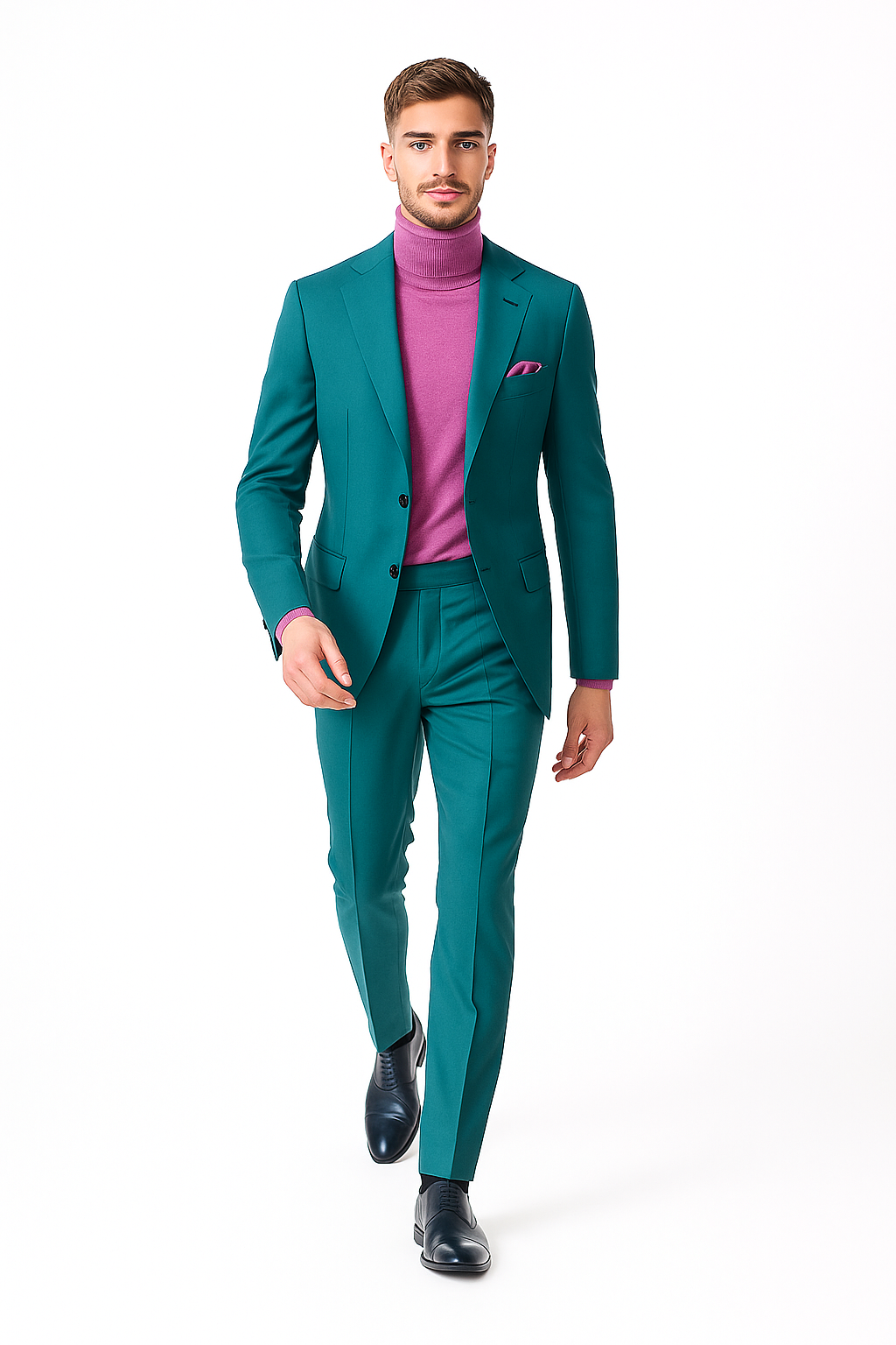 Classic Ultra Smooth 2 Button Suit turquoise ~ Light Blue Stage Party