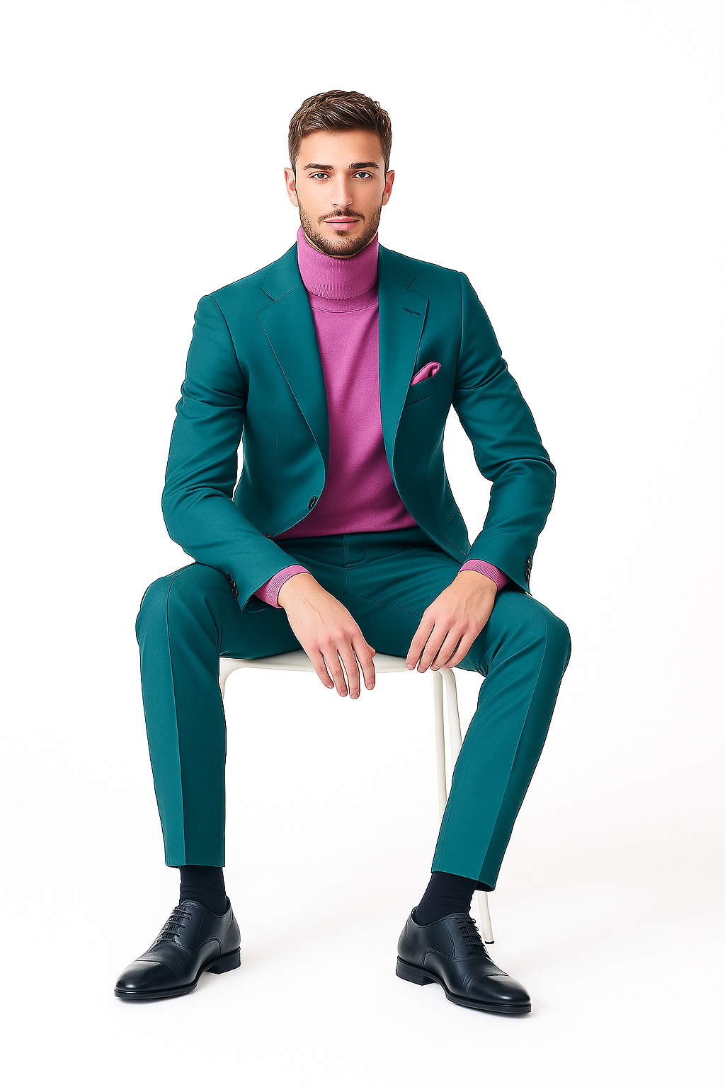 Classic Ultra Smooth 2 Button Suit turquoise ~ Light Blue Stage Party