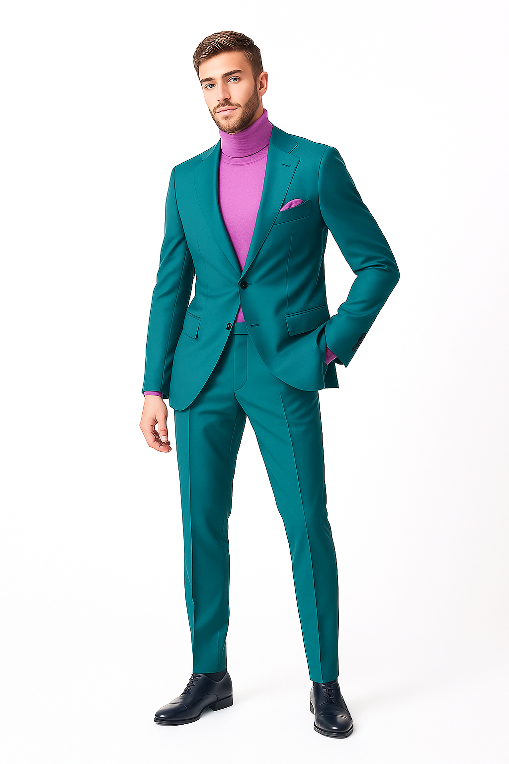 Classic Ultra Smooth 2 Button Suit turquoise ~ Light Blue Stage Party