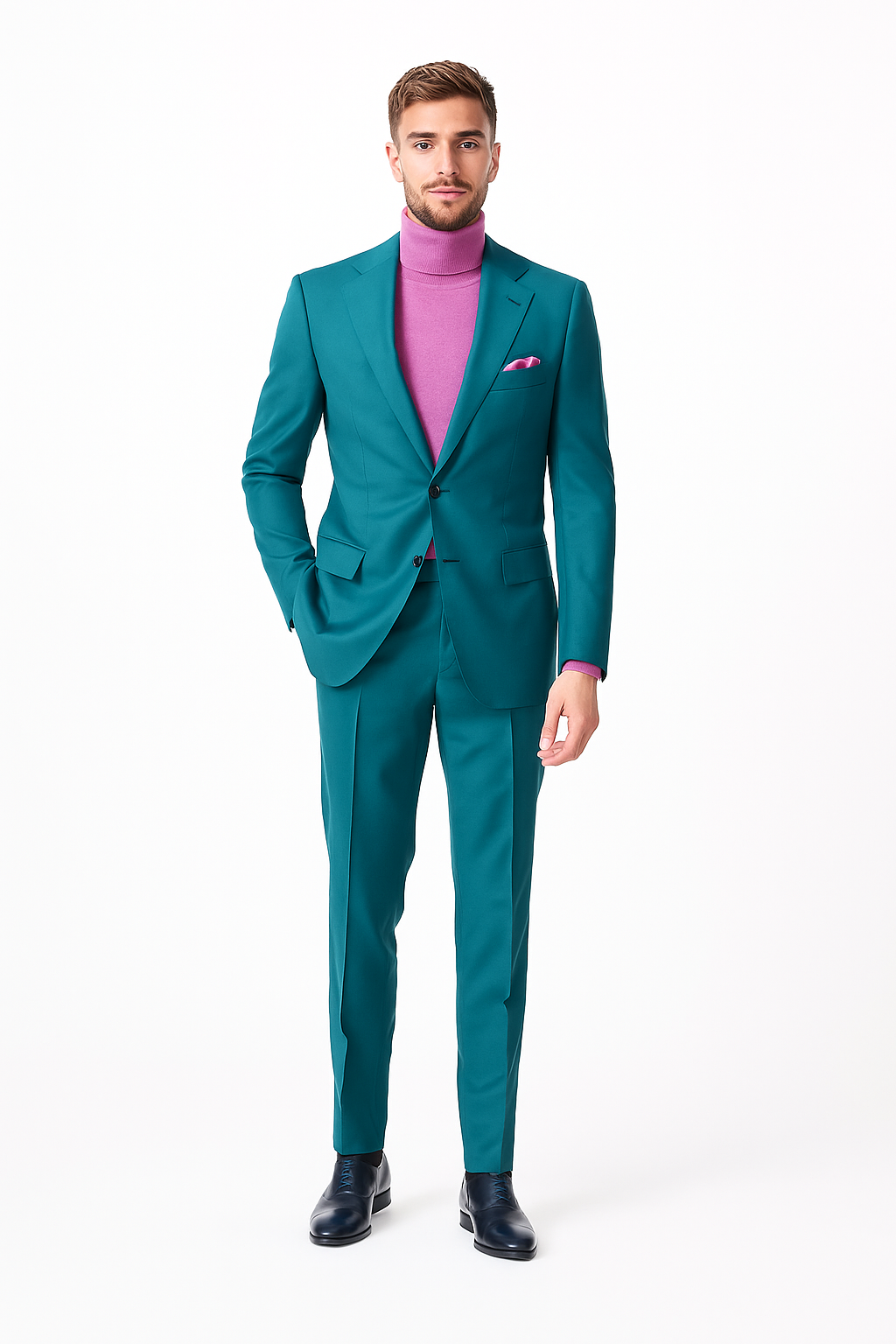 Classic Ultra Smooth 2 Button Suit turquoise ~ Light Blue Stage Party