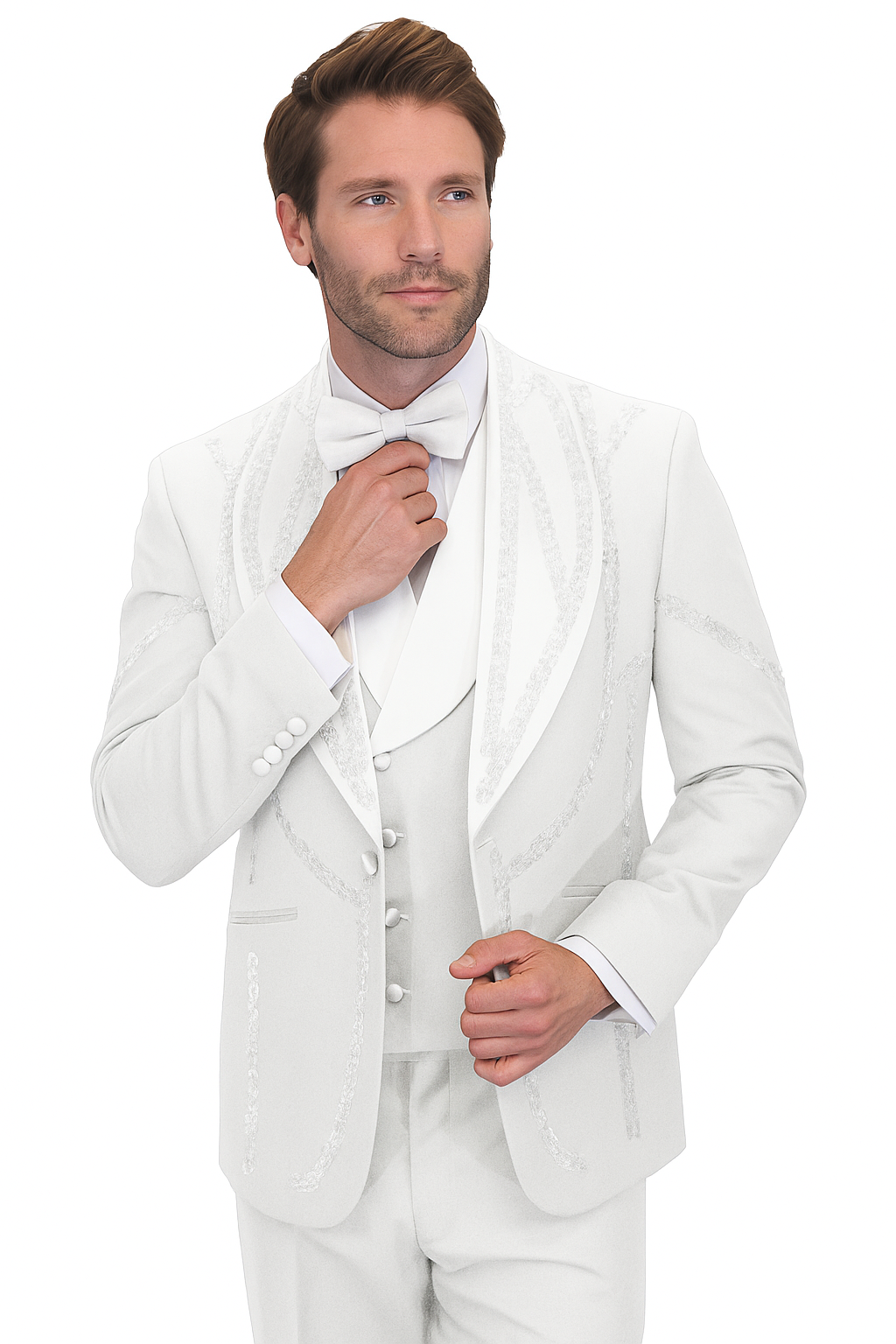 Italian Wool Modern Fit White 3-Piece Tuxedo