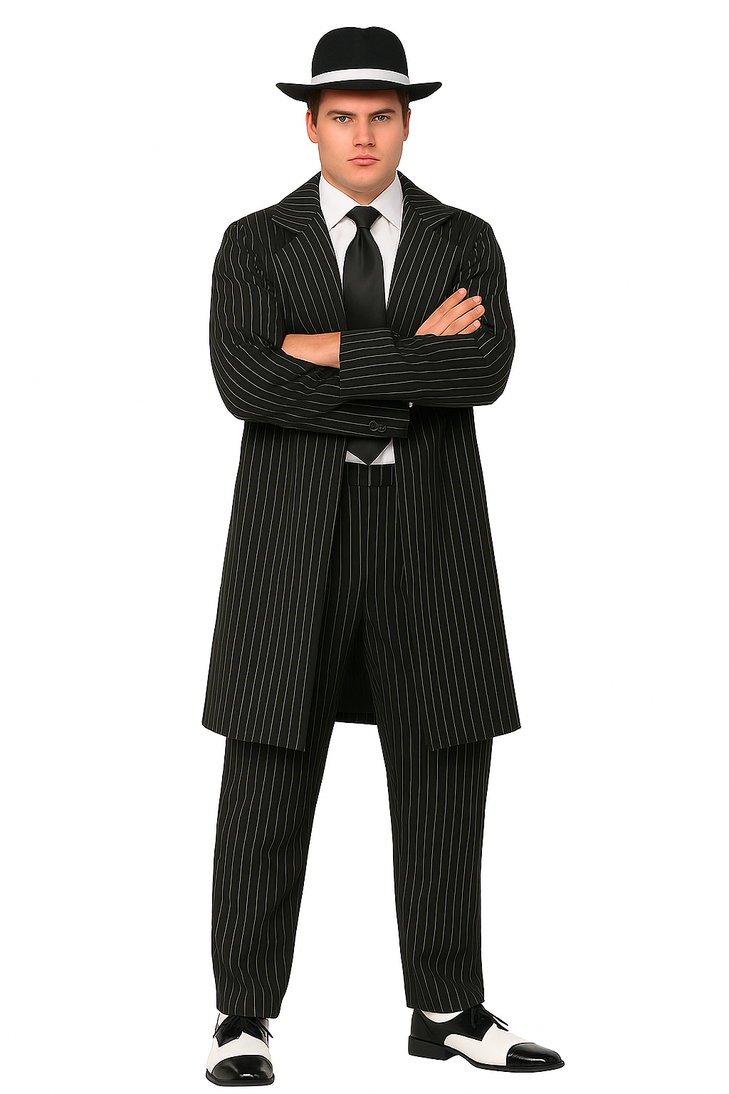 Zoot Suit Costume Black and White - 1940s Inspired Pinstripe