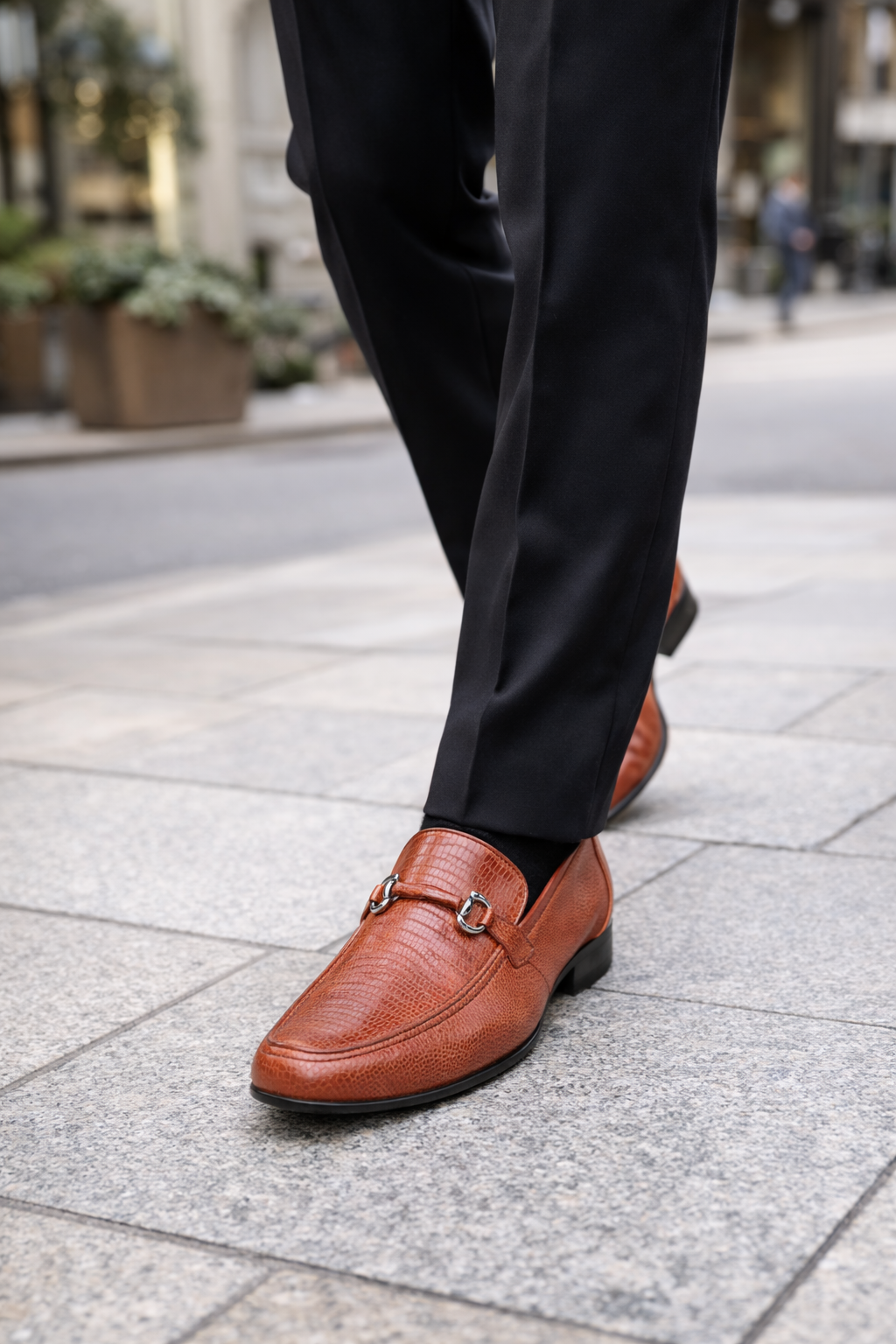 Teju Lizard Skin Bit Slip-ons by Los Altos