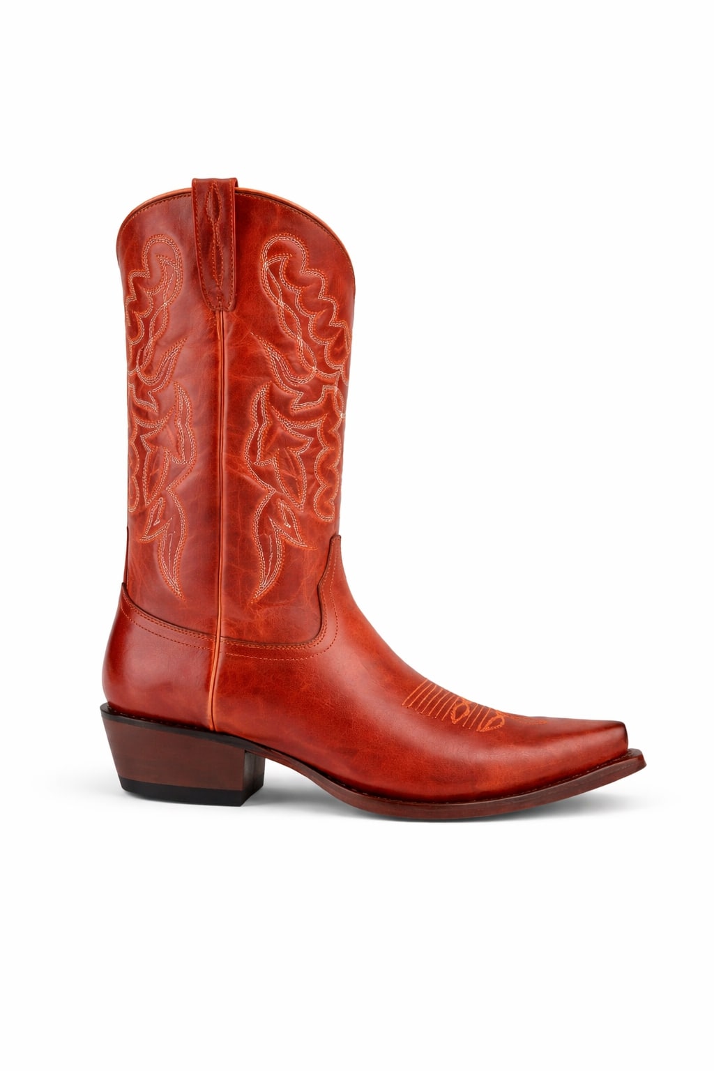King Exotic Men's Snip Toe Leather Boots Cognac