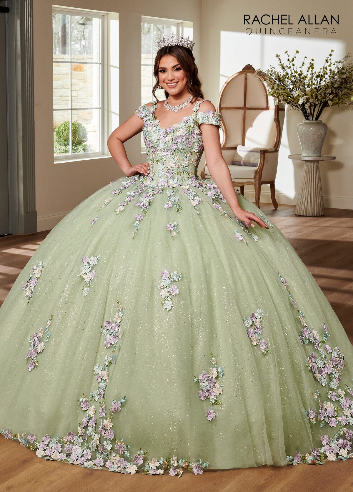 Rachel Allan RQ1125 Cold Shoulder Quinceanera Dress