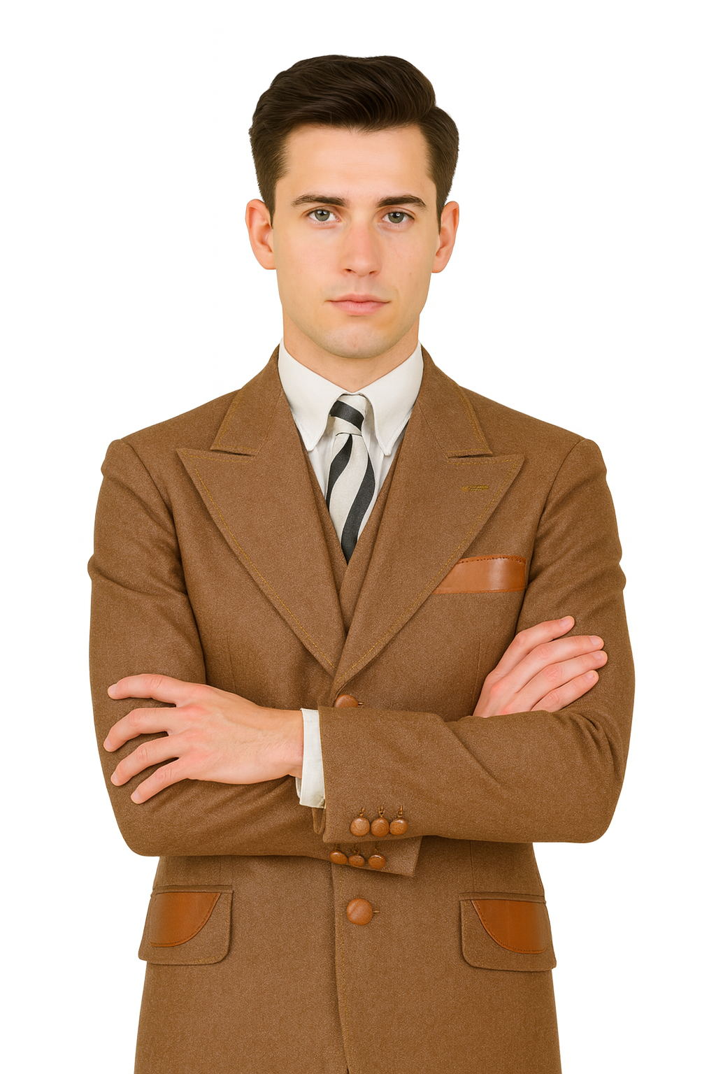 Denim 3-Piece Cotton Vested Suit