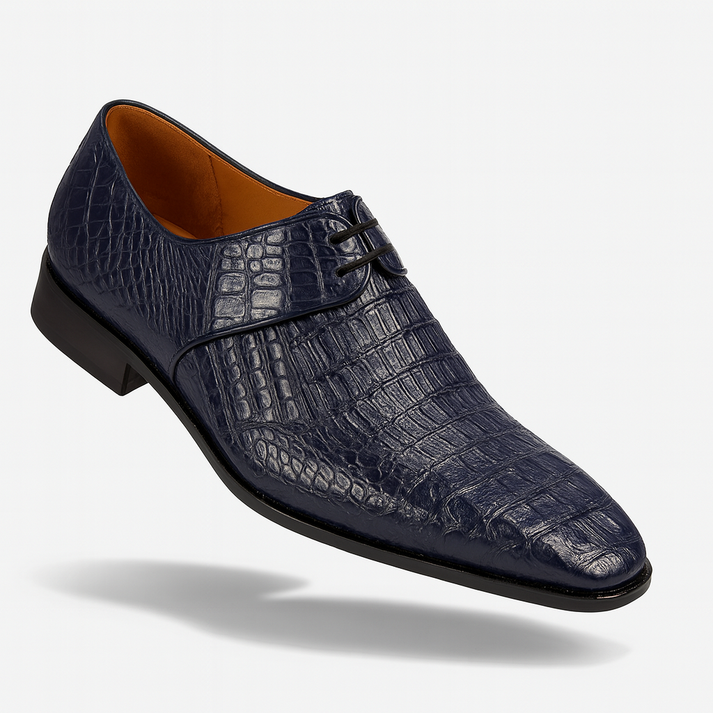 Navy Crocodile & Calfskin Slip-On Loafers