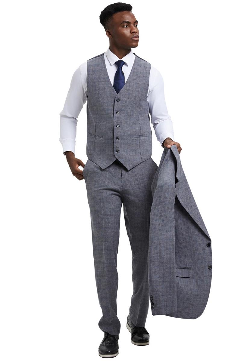 Stacy Adams Modern Fit Light Grey Vested Suit