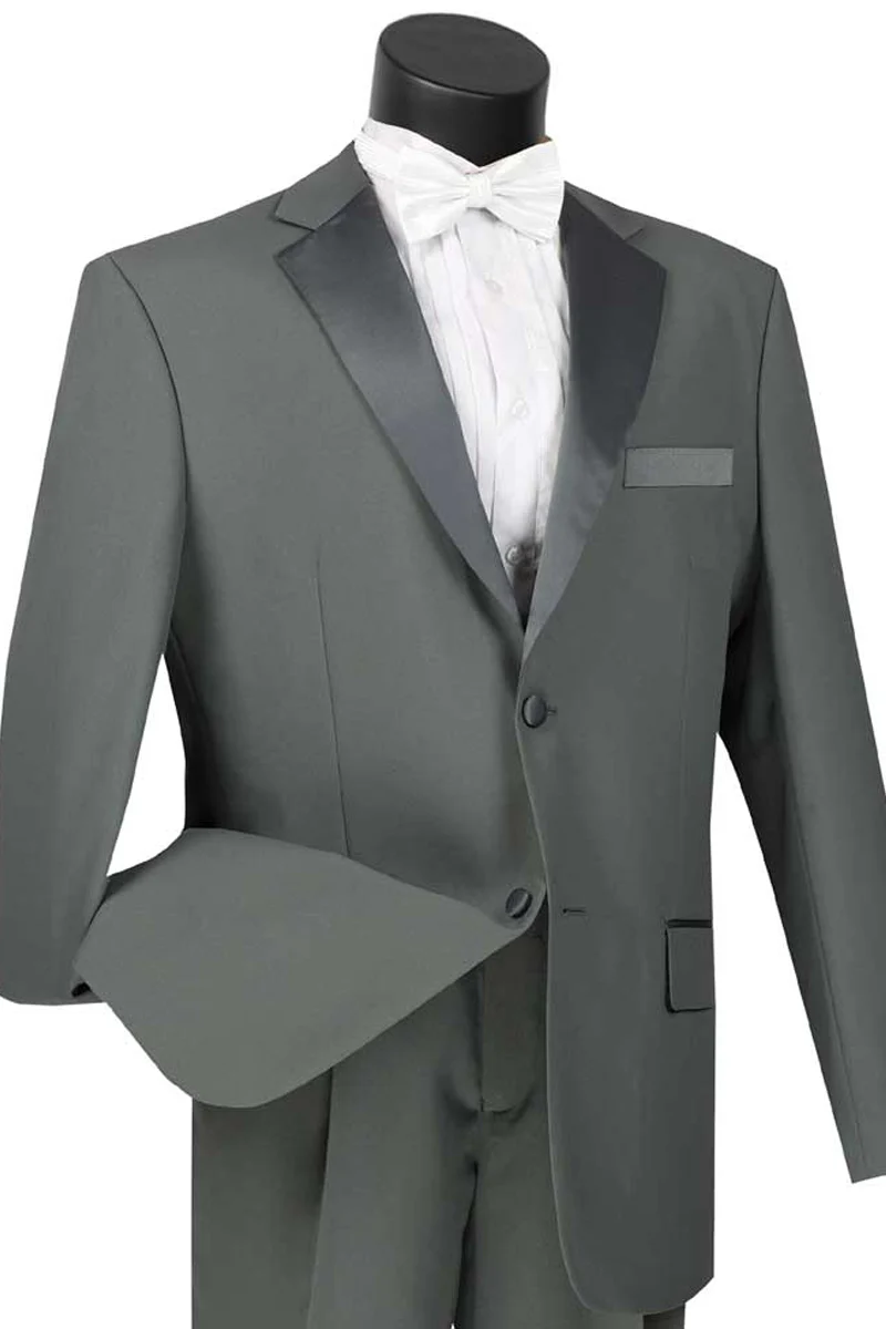 Mens Gray 2 Button Poplin Tuxedo