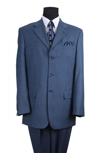 Mens 3 Button Wool Feel Textured Suit in Blue