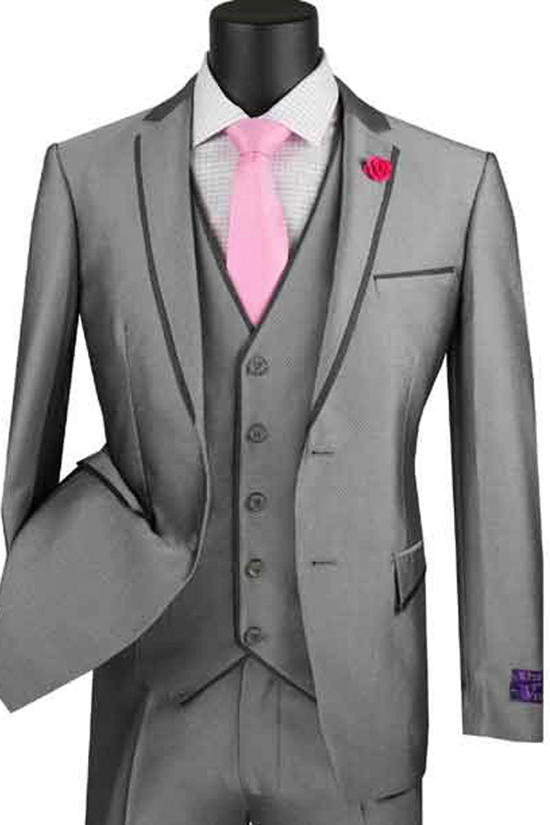 Ultra Slim Fit Grey Suit with Trim