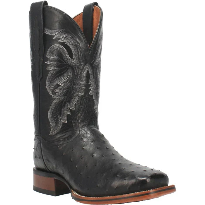 Dan Post Alamosa Full Quill Ostrich Boots Black