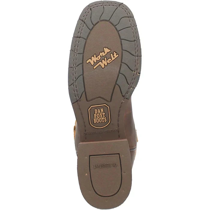 Men's Tan Leather Square Toe Boots by Dan Post