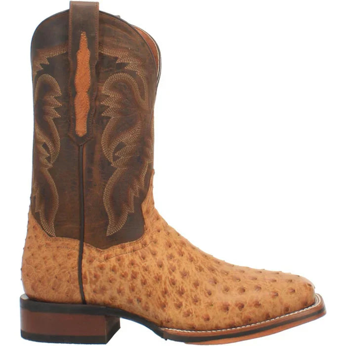Dan Post Kershaw Full Quill Ostrich Boots - Saddle