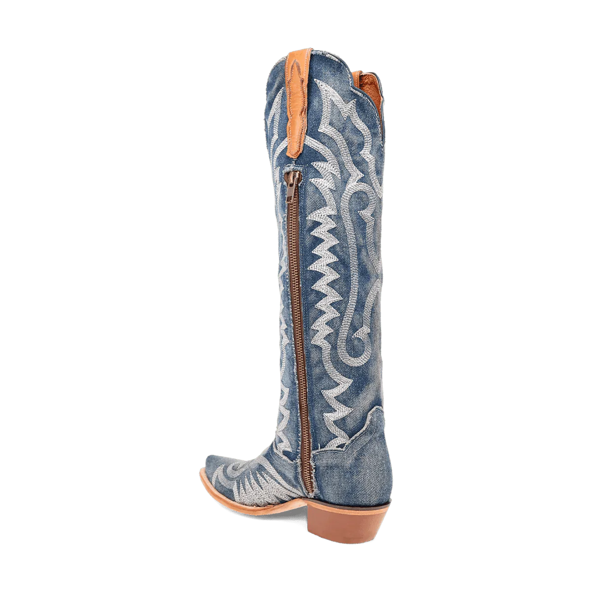 Denim Darlin Blue Snip Toe Leather Tall Boots